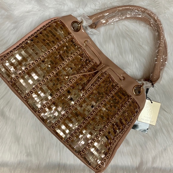 NICOLE LEE SEQUIN & PATENT LEATHER HANDBAG NWT - Picture 8 of 16